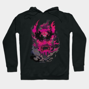 Traditional Pink Oni Mask Hoodie